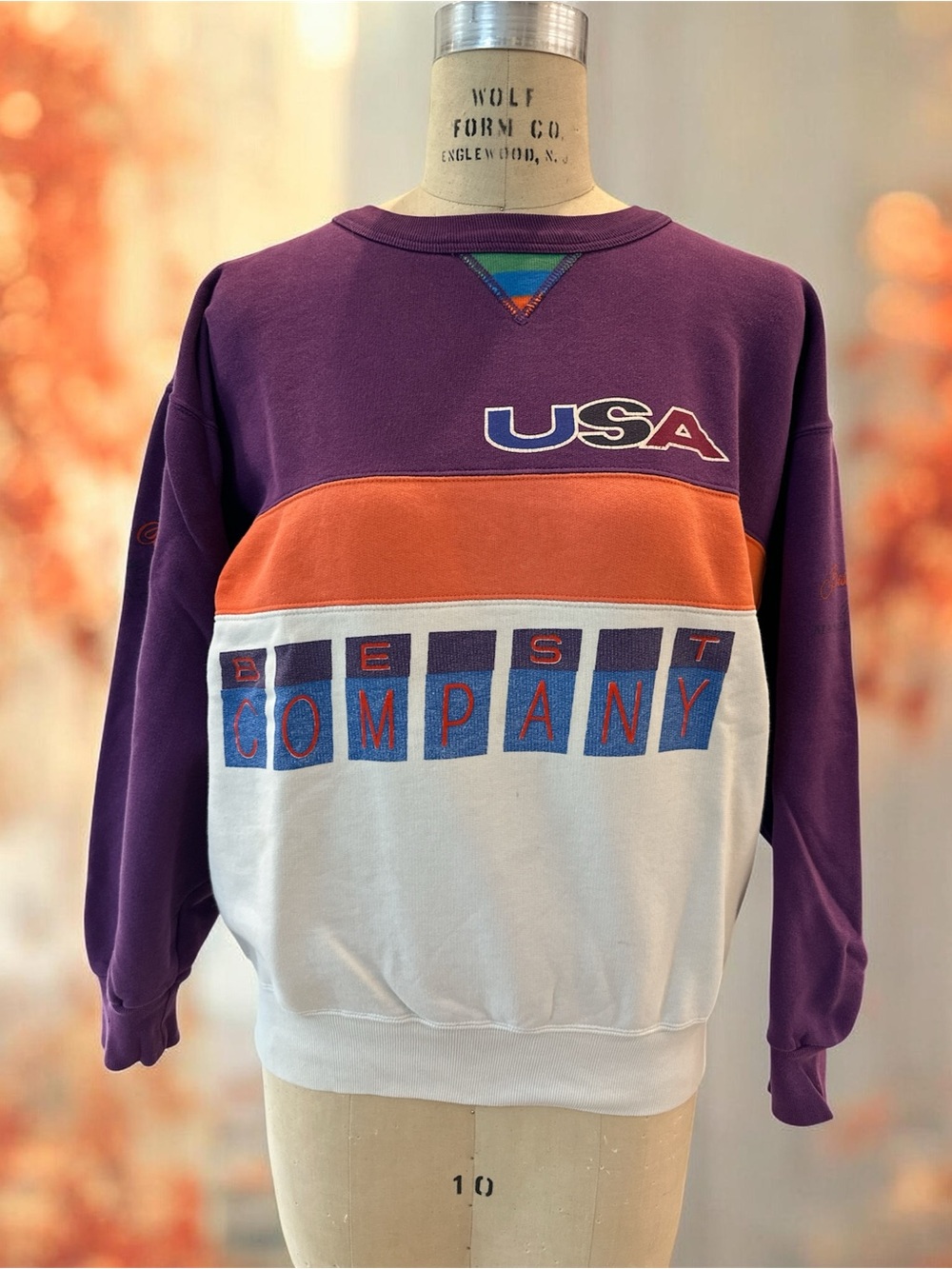 Vintage Best Company colorblock Sweatshirt. Women size L. Made in Italy